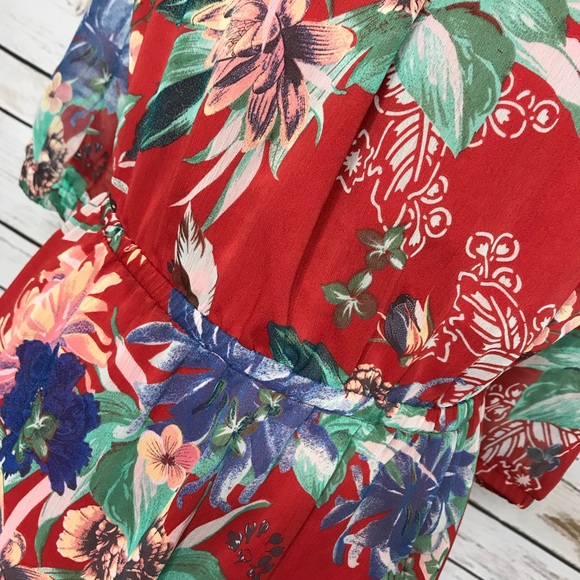 🎈AVA & VIV Red Floral 3/4 Sleeve Flowy Plus Size 2X - Picture 4 of 8